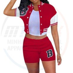 Custom-crop-top-varsity-Jacket-set