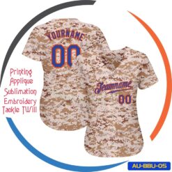 Ladies Style Camo Design Baseball Shirt Wholesale Top Quality Fabric AU-BBU-05