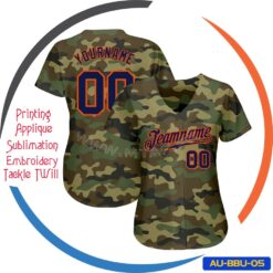 Ladies Style Camo Design Baseball Shirt Wholesale Top Quality Fabric AU-BBU-05