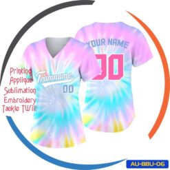 Fully Sublimated Tie Dye Baseball Shirt Open Button Style AU-BBU-06