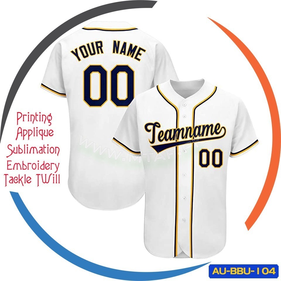 Embroidery Team Name Polyester Fabric Baseball Jersey Shirt 1 Embroidery Team Name Polyester Fabric Baseball Jersey Shirt AU-BBU-104