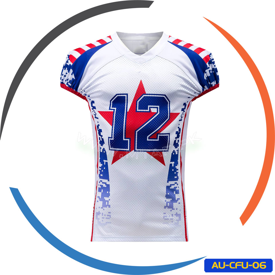 USA Flag Design Sublimated American Football Uniform 2 USA Flag Design Sublimated American Football Uniform AU-CFU-06
