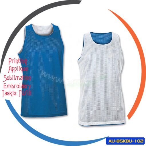 Reversible Practice Basketball Uniform Game Jersey White/Black/Green AU-BSKBU-102