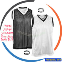Round Neck Mesh Fabric Reversible Practice Basketball Game Jersey AU-BSKBU-104