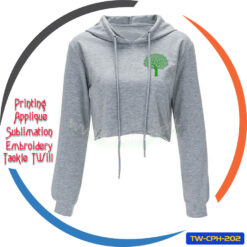 Women's Crop Top Hoodie Sweatshirt Embroidery Logo Style TW-CPH-202