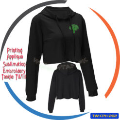 Women's Crop Top Hoodie Sweatshirt Embroidery Logo Style TW-CPH-202