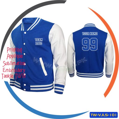 Wholesale Green White Casual Varsity Jacket and Embroidery Logo TW-VJLS-101