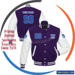 High Quality Chenille Embroidery Men College Wool and Leather Sleeves Jacket TW-VJLS-105