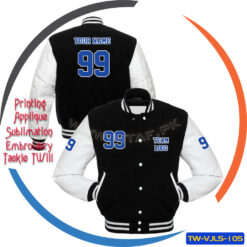 High Quality Chenille Embroidery Men College Wool and Leather Sleeves Jacket TW-VJLS-105