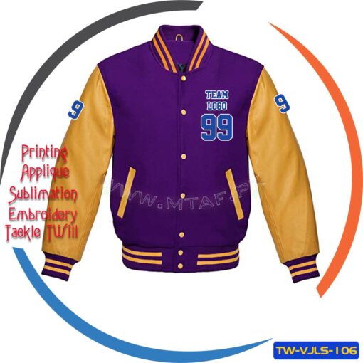 Custom Leather Sleeves Chenille Embroidery Patched Varsity Jackets TW-VJLS-106